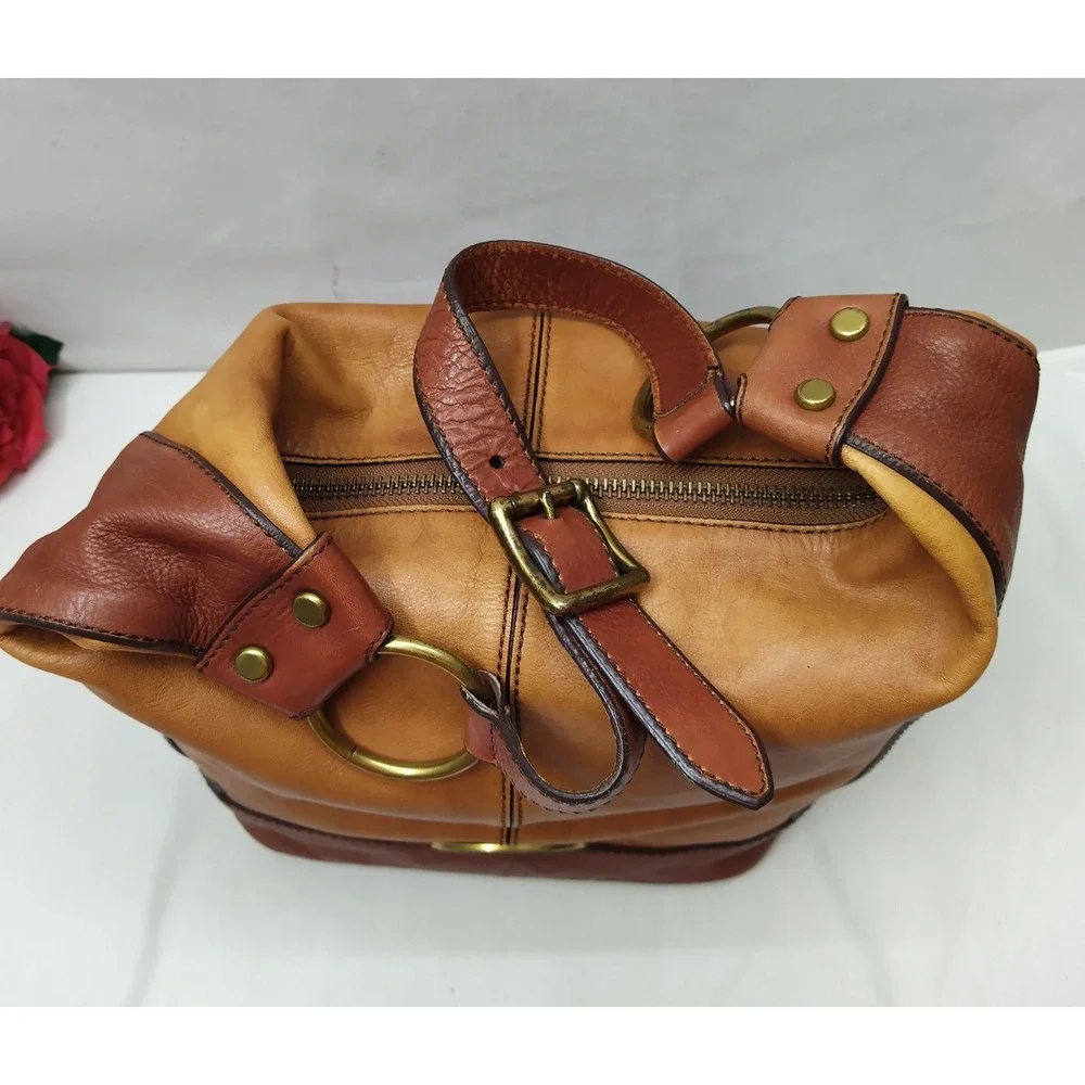 Fossil Maddox Brown Leather Zipper Closure Hobo Shoulder Bag